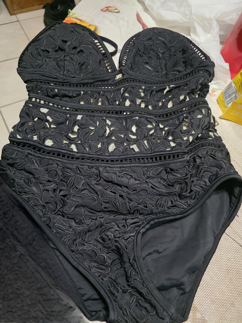 Black Lace One-Piece Swimsuit - Women's Swim